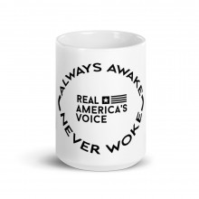 RAV White glossy mug black logo
